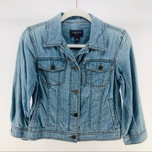 CHAPS Cropped Denim Jacket, Light Wash